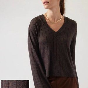 New With Tags- Athleta Harmony Brown Ribbed Hoodie Medium